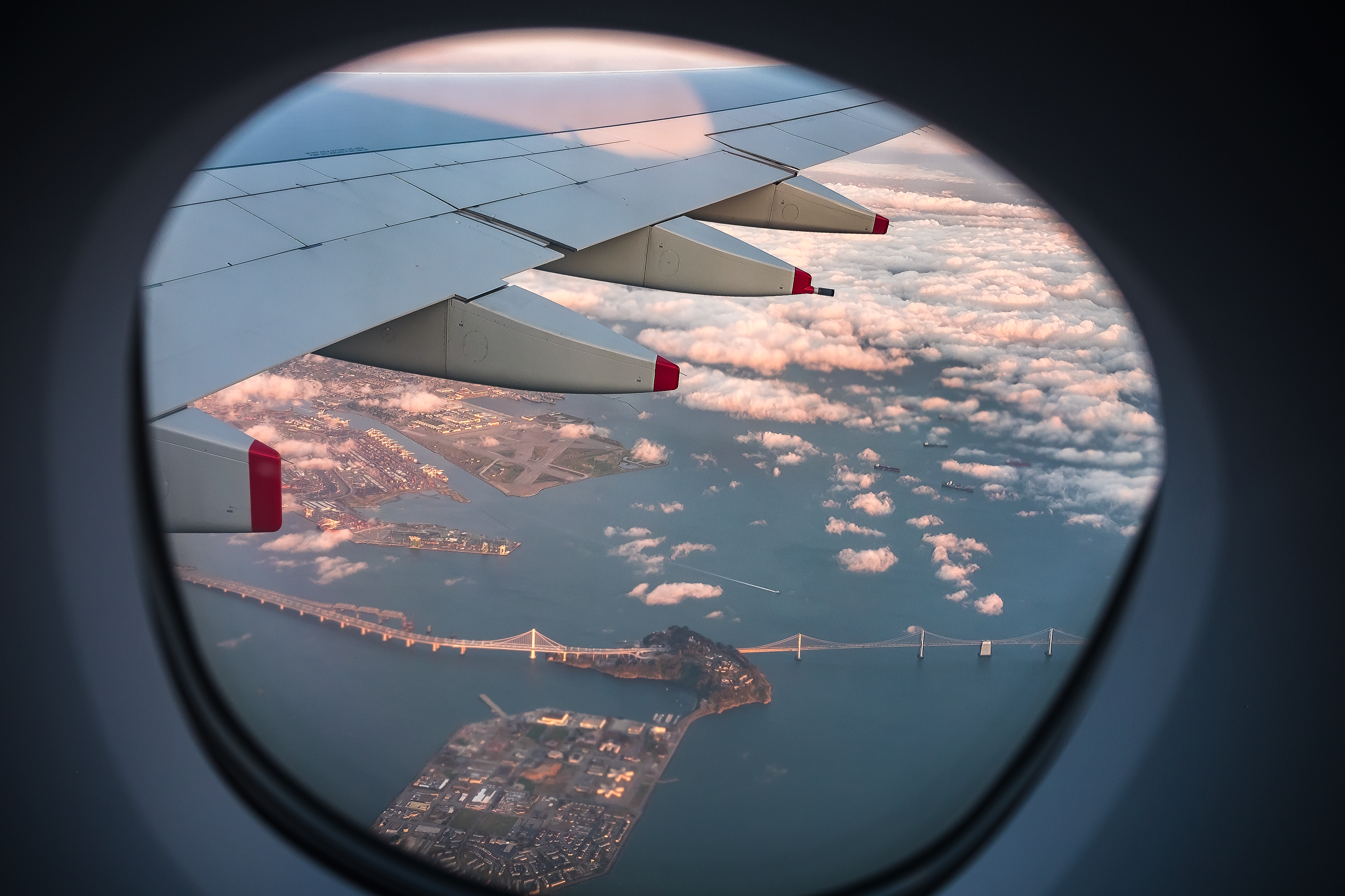 Looking out plane window